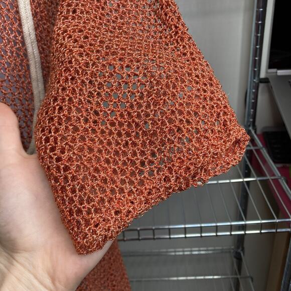 Vintage Jaskar Women's Orange Crochet Open Knit Tunic Top Size M‎ 70’s Vibes - Picture 7 of 9